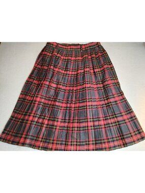 Vtg Gerry Weber Wool Blend Midi Skirt Plaid Pleated Academia Germany US 10/Eu 40